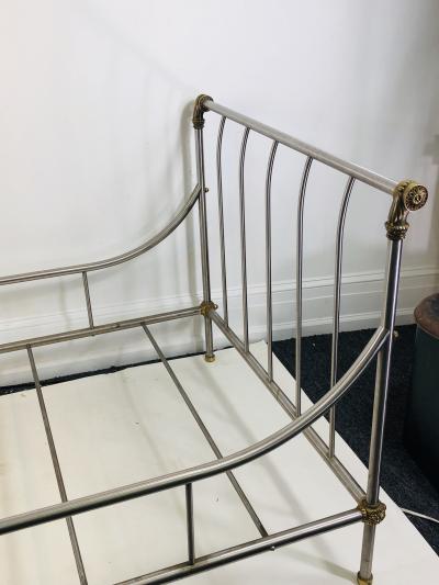 Maison Jansen MAISION JANSEN BRUSHED STEEL AND BRASS DAYBED