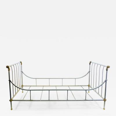 Maison Jansen MAISION JANSEN BRUSHED STEEL AND BRASS DAYBED