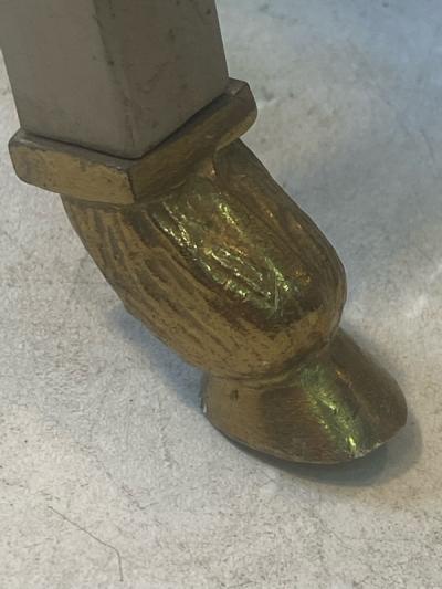 Maison Jansen MAISON JANSEN NICKEL AND BRASS RAMS HEAD AND HOOVES MAGAZINE RACK