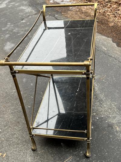 Maison Jansen MID CENTURY BRONZE AND BLACK MARBLE DIRECTOIRE BAR CART BY MAISON JANSEN