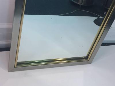 Maison Jansen MODERN BRUSHED STEEL AND BRASS SWAN HEAD MIRROR