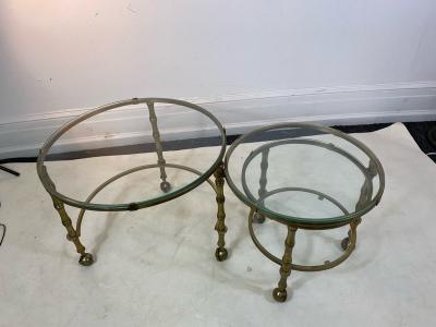 Maison Jansen MODERN SOLID BRASS FAUX BAMBOO EXPANSION NESTING TABLES