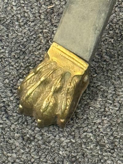 Maison Jansen MODERNIST ROUND BLACK SLATE TOPPED CHROME BRASS PAW TRIPOD FOOTED TABLE