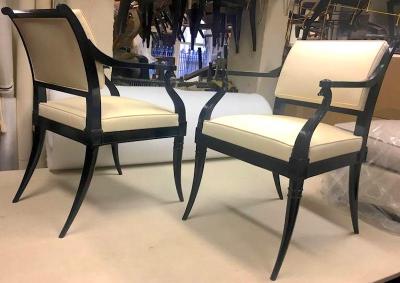 Maison Jansen Maison Jansen Chicest Black Neoclassic Exceptional Pair of Armchairs