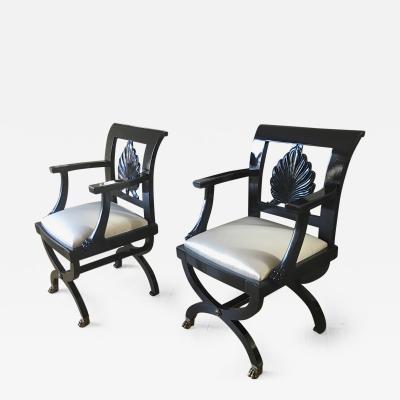 Maison Jansen Maison Jansen Chicest Black Neoclassic Exceptional Pair of Armchairs