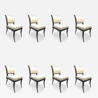 Maison Jansen Maison Jansen Chicest Black Neoclassic Exceptional Set of Eight Dinning Chairs