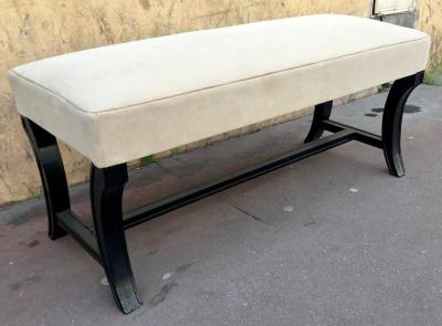 Maison Jansen Maison Jansen Chicest Black Neoclassic Long Bench Newly Covered in Velvet