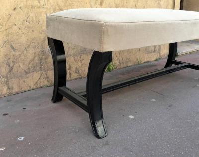 Maison Jansen Maison Jansen Chicest Black Neoclassic Long Bench Newly Covered in Velvet