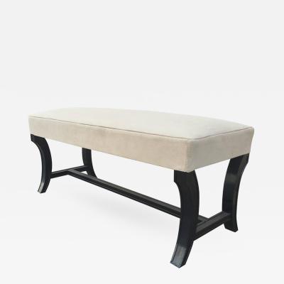 Maison Jansen Maison Jansen Chicest Black Neoclassic Long Bench Newly Covered in Velvet