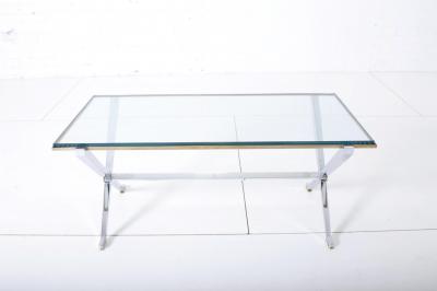 Maison Jansen Maison Jansen Chrome and Brass X Base Coffee Table
