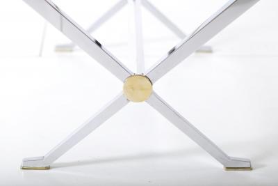 Maison Jansen Maison Jansen Chrome and Brass X Base Coffee Table