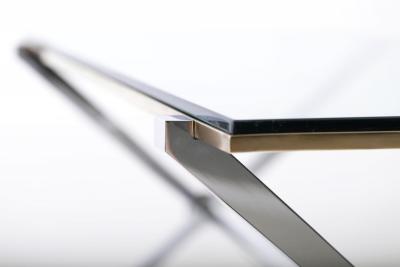 Maison Jansen Maison Jansen Chrome and Brass X Base Coffee Table