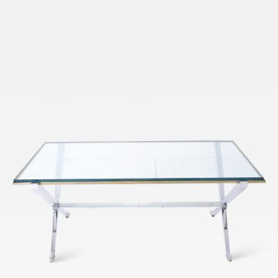 Maison Jansen Maison Jansen Chrome and Brass X Base Coffee Table