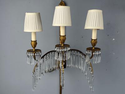 Maison Jansen Maison Jansen Feather Form Wall Sconces Crystal Bronze France 1940s