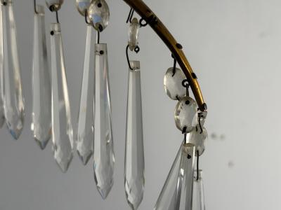 Maison Jansen Maison Jansen Feather Form Wall Sconces Crystal Bronze France 1940s