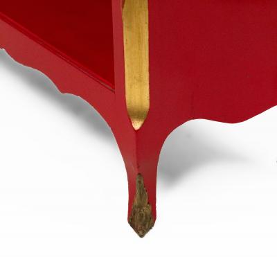 Maison Jansen Maison Jansen French Louis XV Style Red Lacquered Gilt Trimmed Bookcase