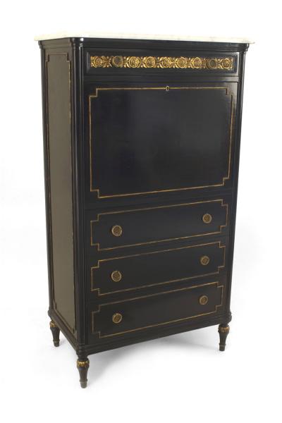 Maison Jansen Maison Jansen French Louis XVI Style Ebonized Secretary Desk