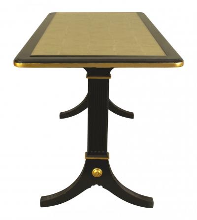 Maison Jansen Maison Jansen French Mid Century Ebony and Gilt Glass Coffee Table