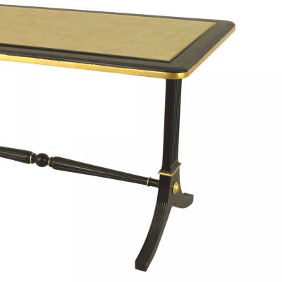 Maison Jansen Maison Jansen French Mid Century Ebony and Gilt Glass Coffee Table