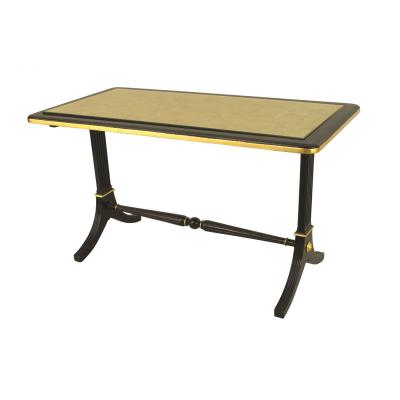 Maison Jansen Maison Jansen French Mid Century Ebony and Gilt Glass Coffee Table