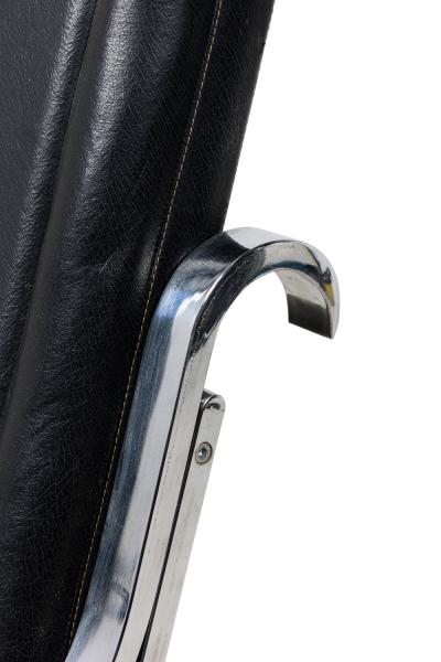 Maison Jansen Maison Jansen French Polished Nickel and Black Leather Rocking Armchair