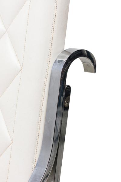 Maison Jansen Maison Jansen French Polished Nickel and White Leather Rocking Armchair