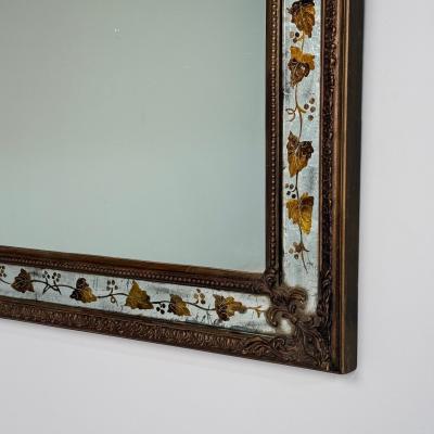 Maison Jansen Maison Jansen Hollywood Regency Eglomise Wall Mirror Gesso Etched Glass