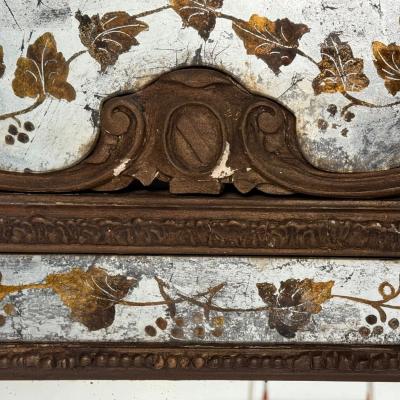 Maison Jansen Maison Jansen Hollywood Regency Eglomise Wall Mirror Gesso Etched Glass