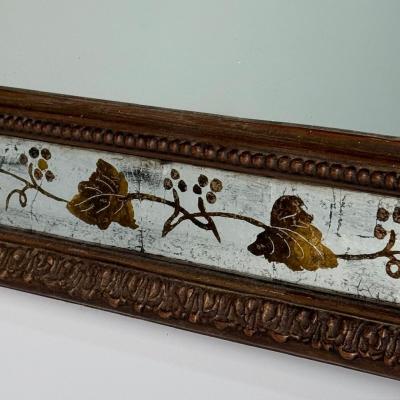 Maison Jansen Maison Jansen Hollywood Regency Eglomise Wall Mirror Gesso Etched Glass