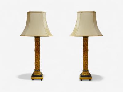 Maison Jansen Maison Jansen Hollywood Regency Giltwood Table Lamps France 1950s