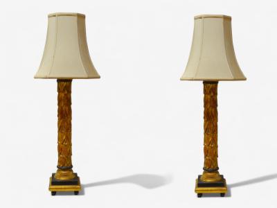 Maison Jansen Maison Jansen Hollywood Regency Giltwood Table Lamps France 1950s