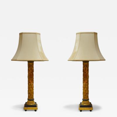 Maison Jansen Maison Jansen Hollywood Regency Giltwood Table Lamps France 1950s