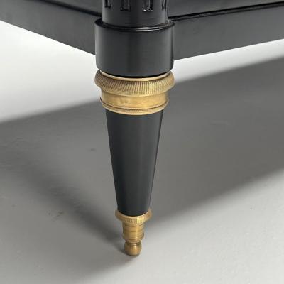 Maison Jansen Maison Jansen Hollywood Regency Large Commode Black Wood Marble 1940s