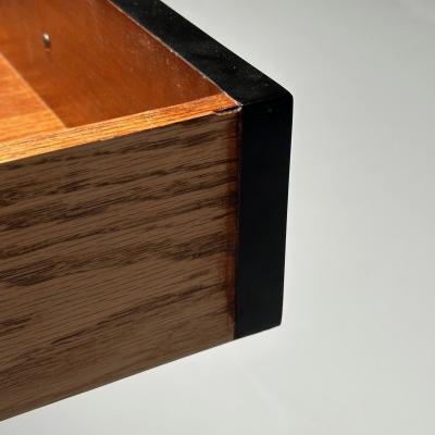 Maison Jansen Maison Jansen Hollywood Regency Large Commode Black Wood Marble 1940s