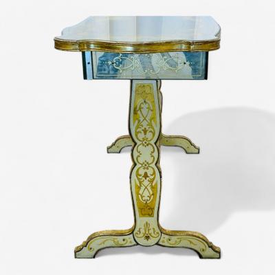 Maison Jansen Maison Jansen Hollywood Regency Vanity Eglomise Glass Silver Leaf 20th C 