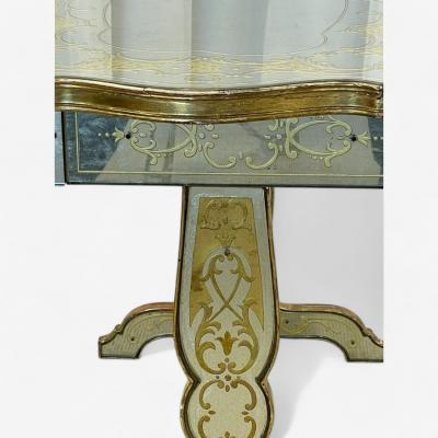 Maison Jansen Maison Jansen Hollywood Regency Vanity Eglomise Glass Silver Leaf 20th C 