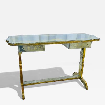 Maison Jansen Maison Jansen Hollywood Regency Vanity Eglomise Glass Silver Leaf 20th C 