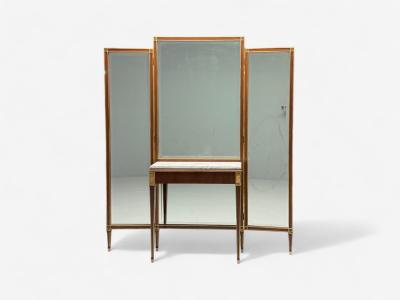 Maison Jansen Maison Jansen Hollywood Regency Vanity Mirror Mahogany Glass France 1940s