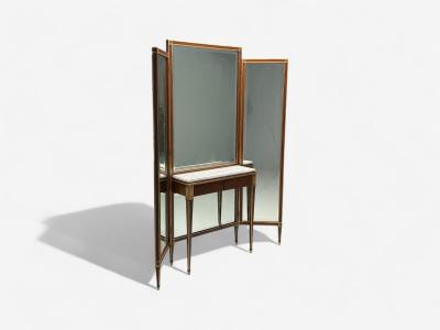 Maison Jansen Maison Jansen Hollywood Regency Vanity Mirror Mahogany Glass France 1940s