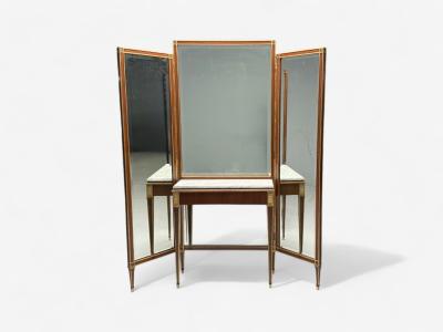 Maison Jansen Maison Jansen Hollywood Regency Vanity Mirror Mahogany Glass France 1940s