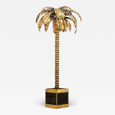 Maison Jansen Maison Jansen Lighting Palm Tree in Brass and Glass 70s