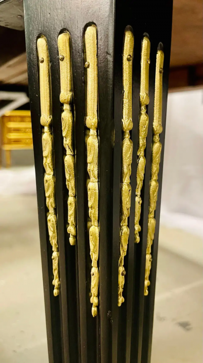 Maison Jansen Maison Jansen Louis XVI Dining Table Conference Ebony Bronze French 1930s