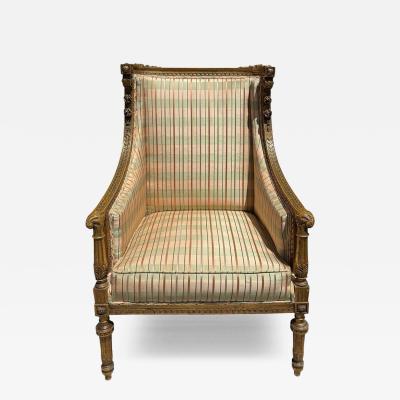 Maison Jansen Maison Jansen Louis XVI Style Bergere Chair W Silk Upholstery