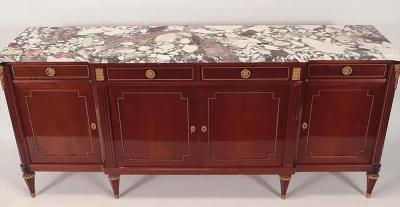 Maison Jansen Maison Jansen Louis XVI Style Sideboard Cabinet Credenza Bronze Marble Top