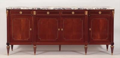 Maison Jansen Maison Jansen Louis XVI Style Sideboard Cabinet Credenza Bronze Marble Top