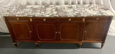 Maison Jansen Maison Jansen Louis XVI Style Sideboard Cabinet Credenza Bronze Marble Top