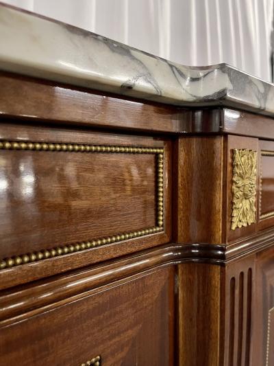 Maison Jansen Maison Jansen Louis XVI Style Sideboard Cabinet Credenza Bronze Marble Top