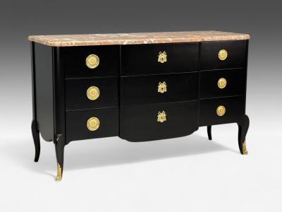 Maison Jansen Maison Jansen Mahogany Bronze Marble Ebonized Commode France 1940s