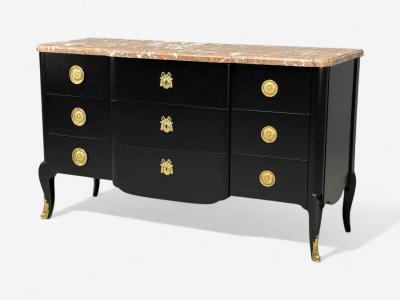 Maison Jansen Maison Jansen Mahogany Bronze Marble Ebonized Commode France 1940s