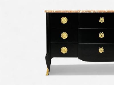 Maison Jansen Maison Jansen Mahogany Bronze Marble Ebonized Commode France 1940s